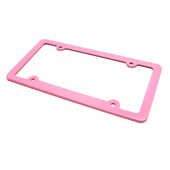 2pc Premium Pink Slim 2-Hole License Plate Frame with Screws/Fasteners and  Caps —