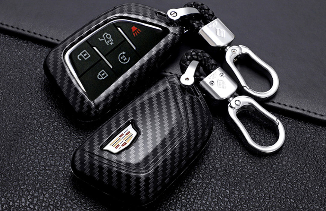 HIBEYO Key Fob Cover for 2021 2022 Cadillac CT5 CT6 XTS XT4 XT5 CTS XT6 Car  Key Case with Bling Keychians Key Hold Shell Accessories for Cadillac