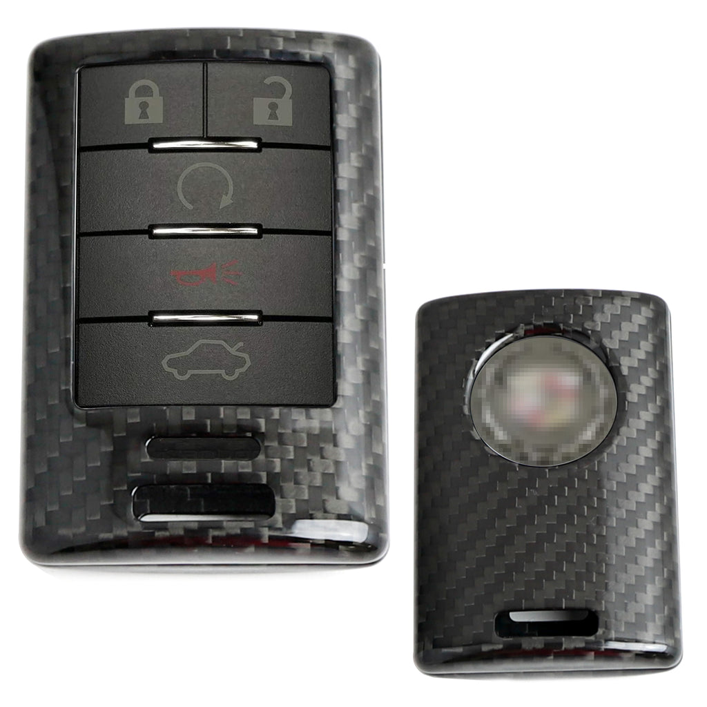 Real Carbon Fiber Black Key Fob Cover For Cadillac Escalade ATS