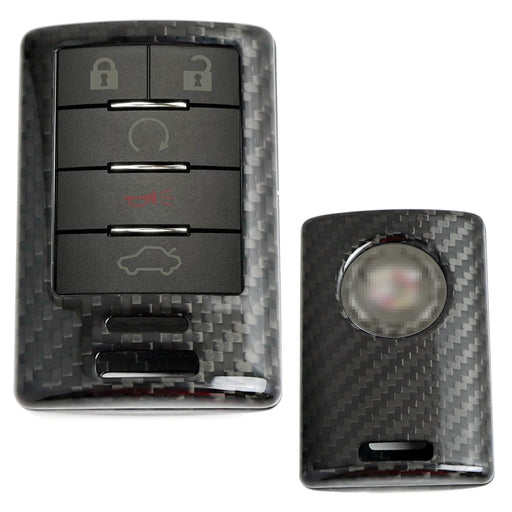 Real Carbon Fiber Black Key Fob Cover For Cadillac Escalade ATS CTS DTS XTS SRX