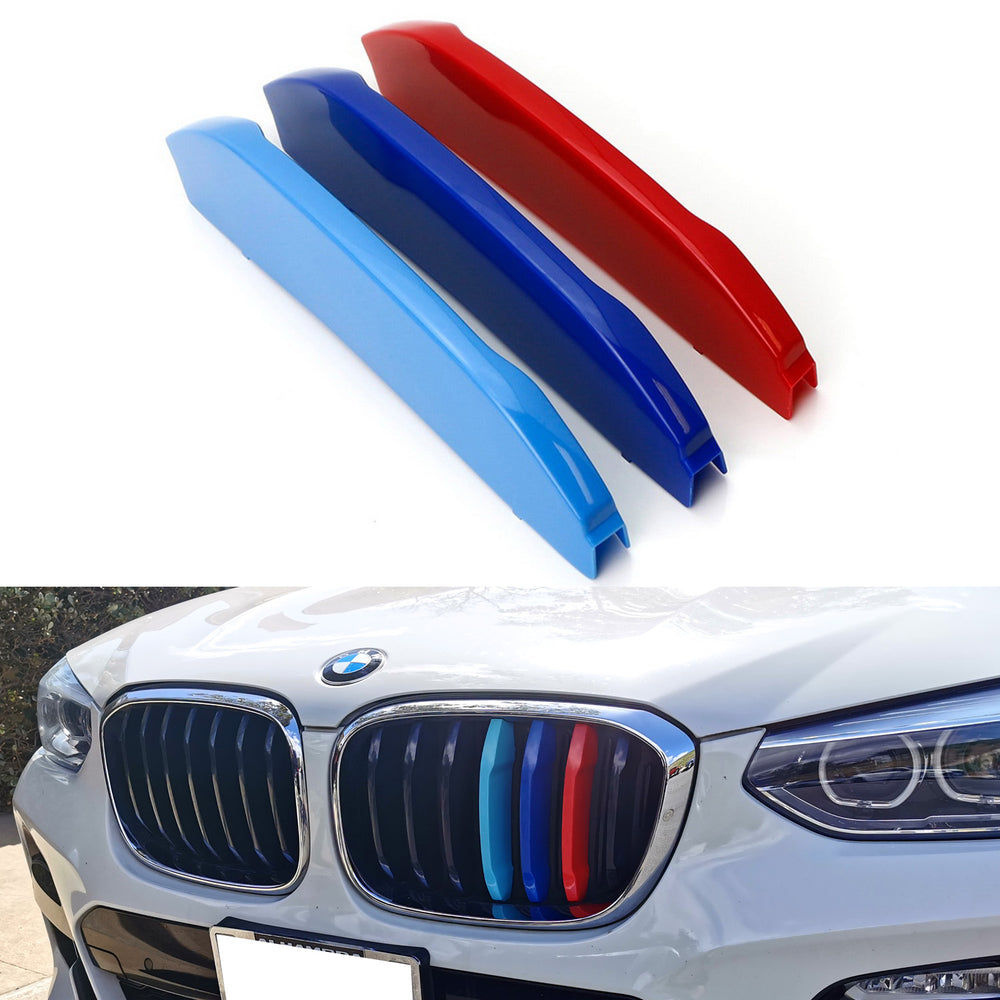 Exact Fit ///M-Colored Grille Insert Trims For 2018-2021 BMW G01 X3 w/ Standard Kidney Grille (7-Beam ONLY)