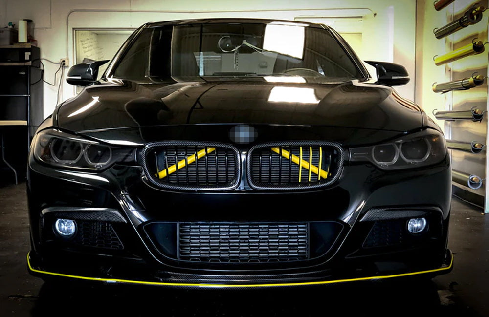 Yellow Behind Kidney Grille V-Bar Decoration Cover Trims For BMW 1 2 3 Series Z4