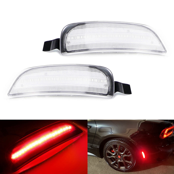 Clear Lens Red LED Strip Rear Side Marker Light For 16-up Fiat 124 Spider Abarth
