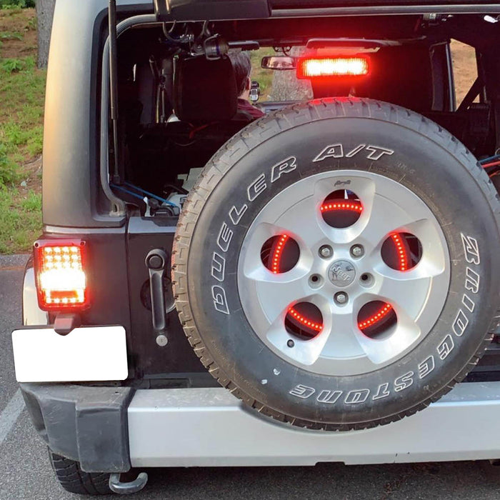 Behind Spare Tire/Wheel Mount Super Red 85-Diode LED Disc Third Brake Light Kit For Jeep Wrangler JK TJ YJ CJ