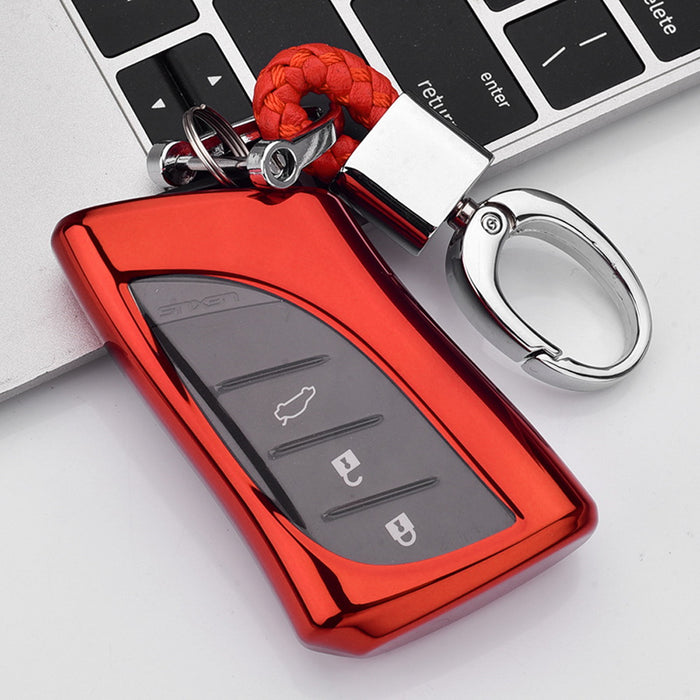 Red TPU Cover w/ Button Cover Panel For Lexus UX ES LS LC IS Gen3 Smart Key Fob