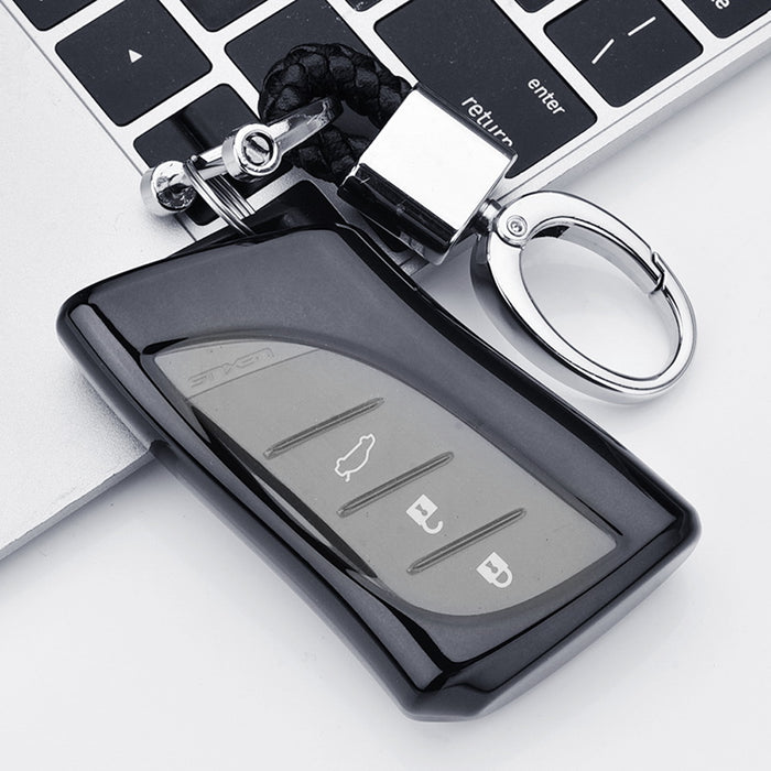 Black TPU Key Fob Cover w/Button Cover Panel For 18/19-up Lexus UX ES ...