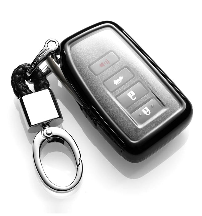 Black TPU Key Fob Cover w/ Button Cover Panel For Lexus IS ES GS RC NX RX LX Key