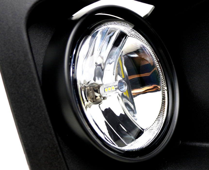 Clear Lens White LED Fog Lights w/Bezel Cover, Wirings For 14-15 GMC Sierra 1500