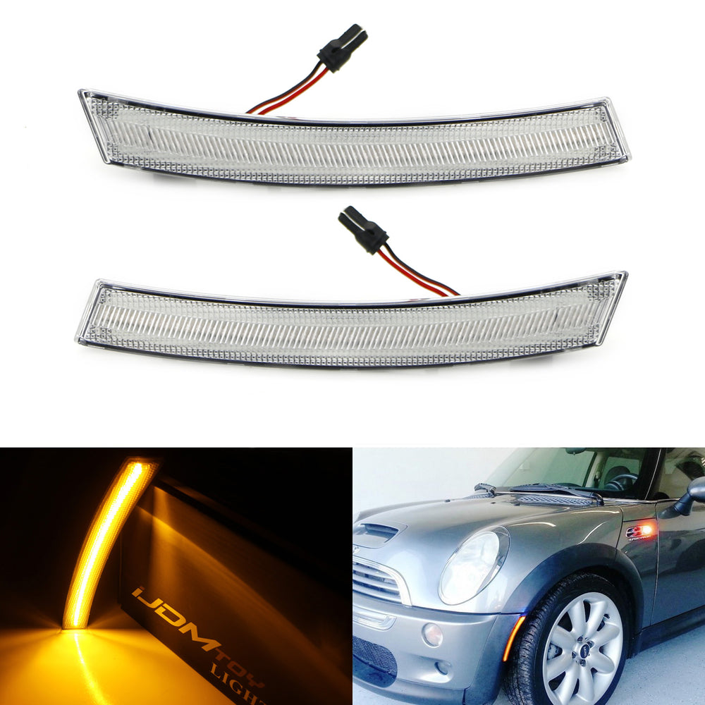Clear or Smoked Lens Amber LED Front Sidemarker Lamps For 02-08 MINI Cooper R50 R52 R53 1st Gen