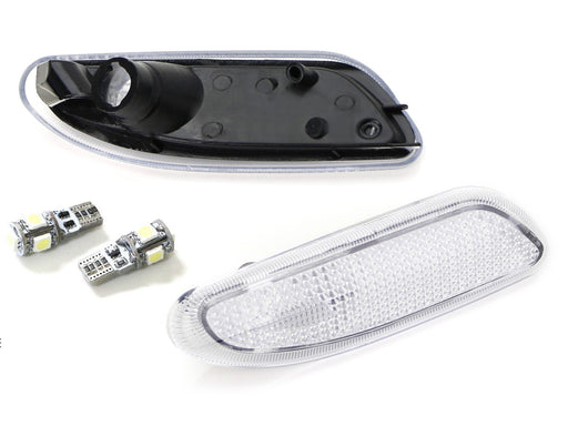 Clear Lens Side Marker Lights w/White LED For 01-07 Mercedes W203 C230 C240 C350