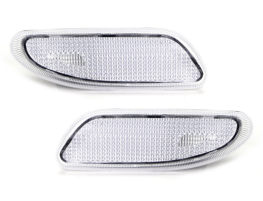 Clear Lens Side Marker Lights w/White LED For 01-07 Mercedes W203 C230 C240 C350