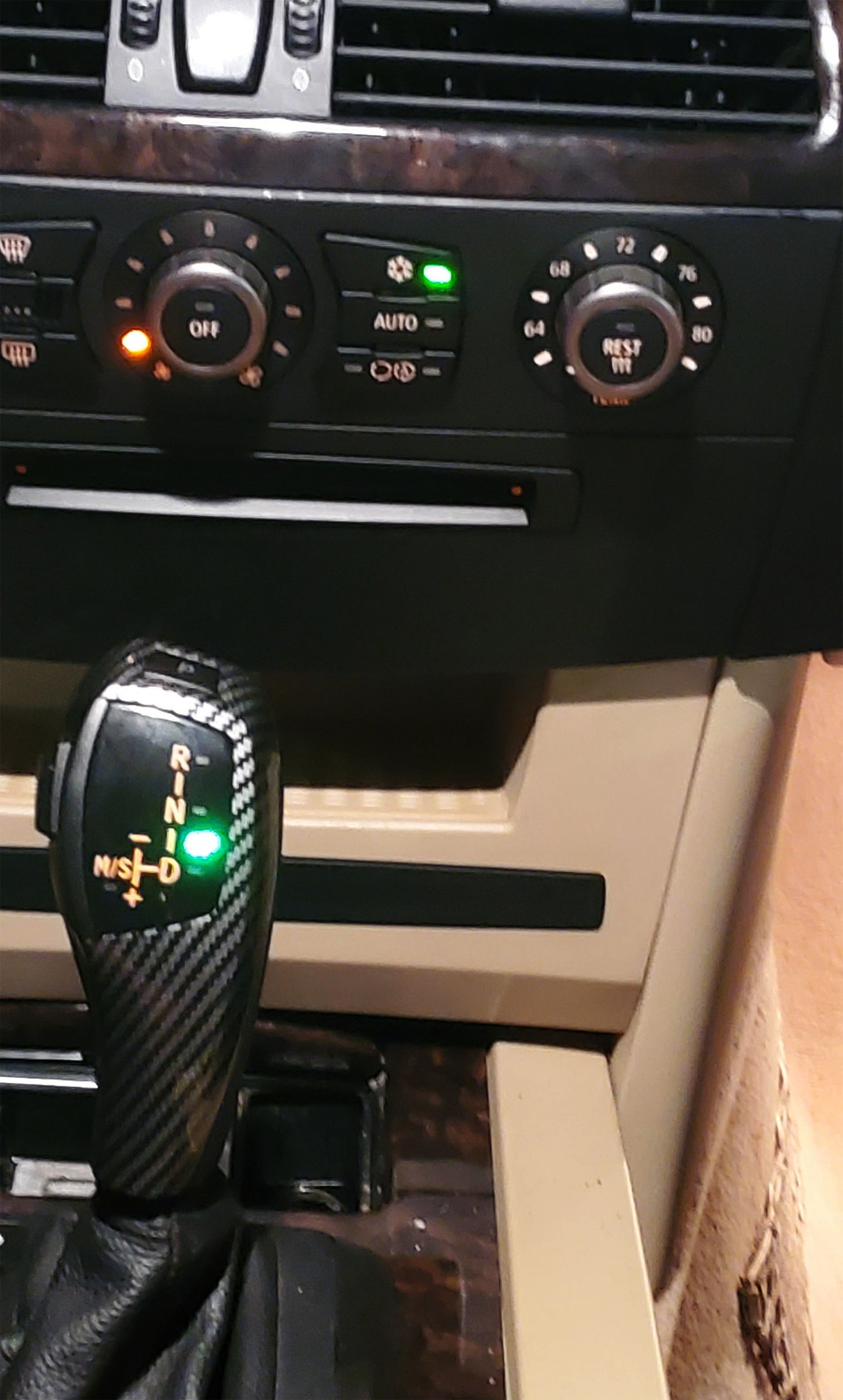 F30 Style Carbon LED Illuminated Shift Knob Selector For BMW E46 E60 3