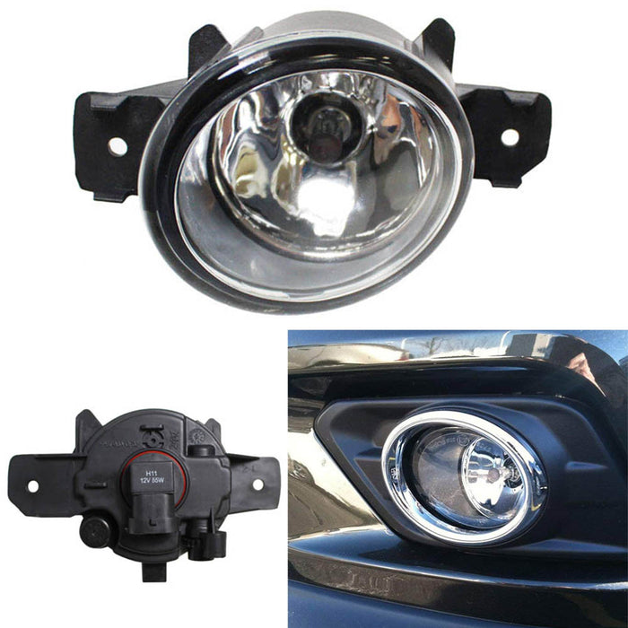 RH Clear Lens Halogen Fog Lamp Compatible With Nissan & Infiniti, Passenger/Right Side Assembly w/ 55W H11 Halogen Bulb