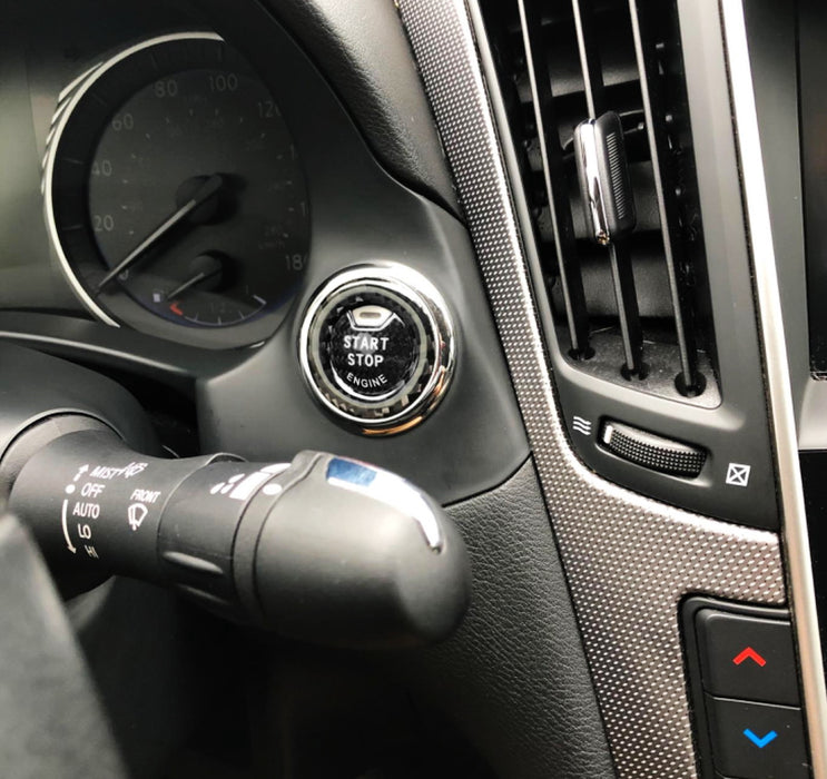 BLK Real Carbon Fiber Keyless Engine Push Start Button Cover For Nissan Infiniti