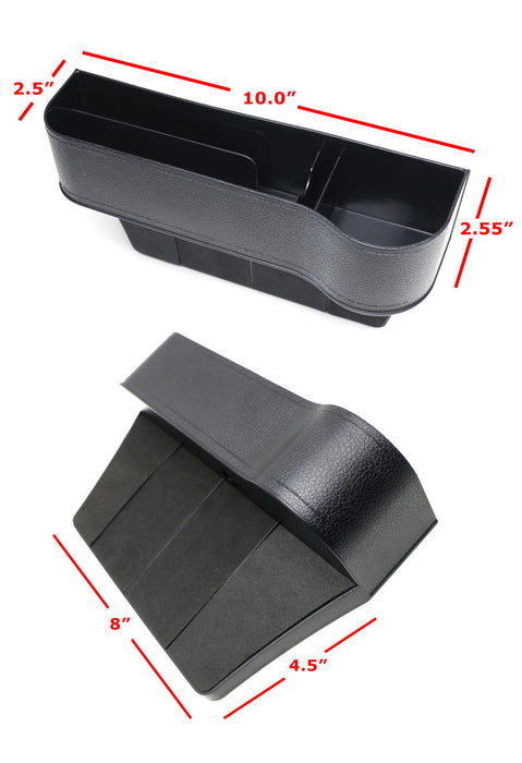 Black Console Side Pocket Organizer, Car Seat Catcher w/ Cup Holder For Drinks, Key, Wallet, Phone, Sunglasses, etc