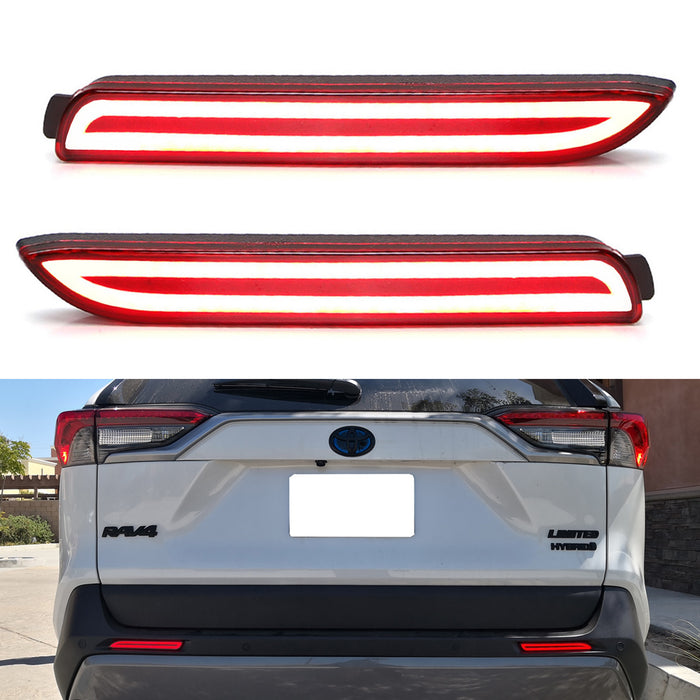 3D Optic Style Red Lens LED Bumper Reflector Lights For Lexus & Toyota, Function as Tail & Brake Lamps