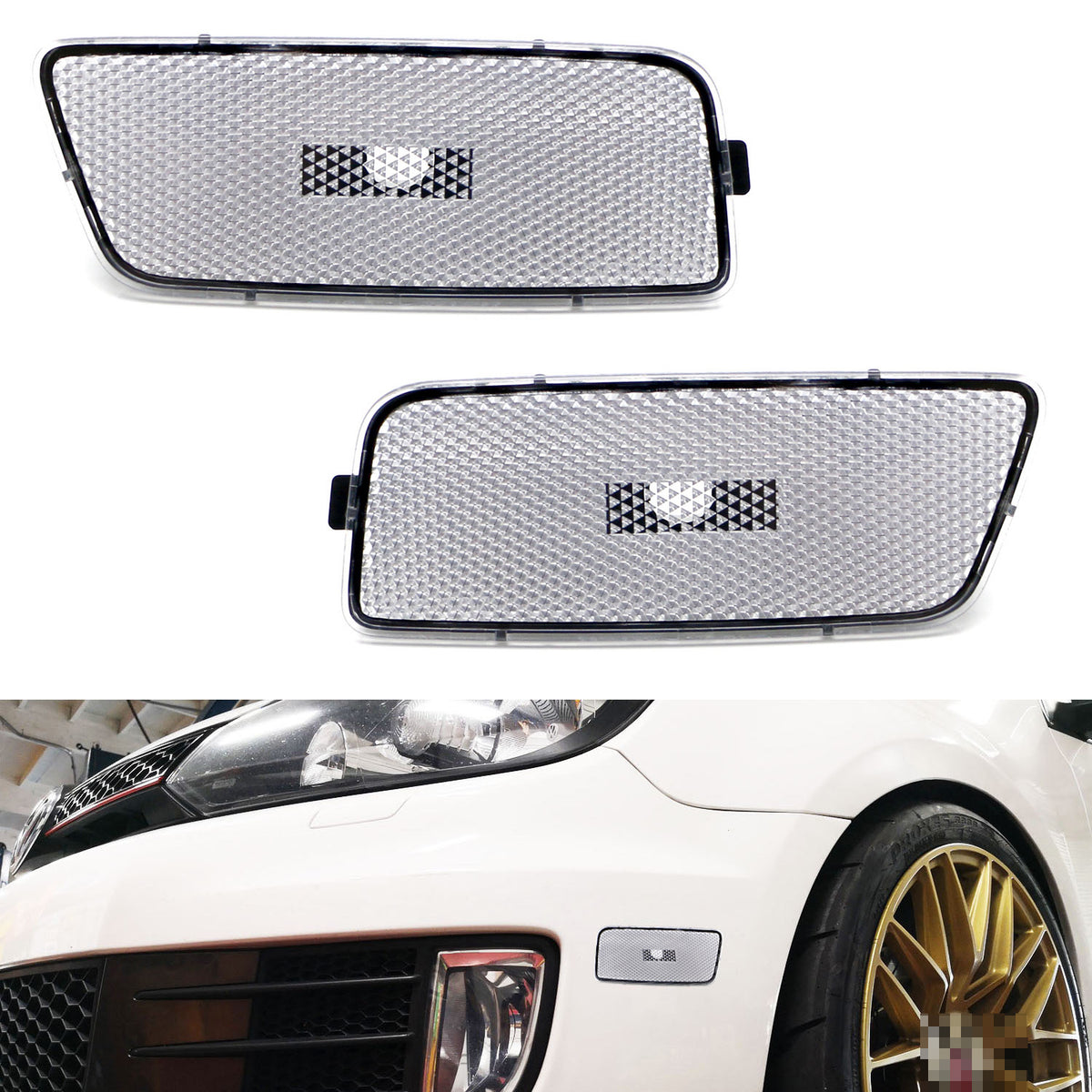 Smoked Lens Side Marker Lights For 2010-2014 VW MK6 Golf/GTI - Front Bumper Replacement