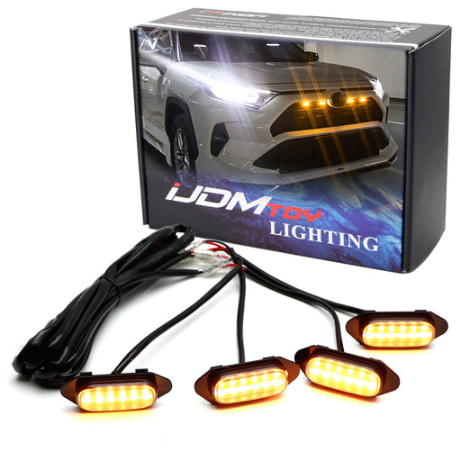 4pc Smoked TRD Style Front Grille Amber LED Lighting Kit For Toyota 2019-up RAV4