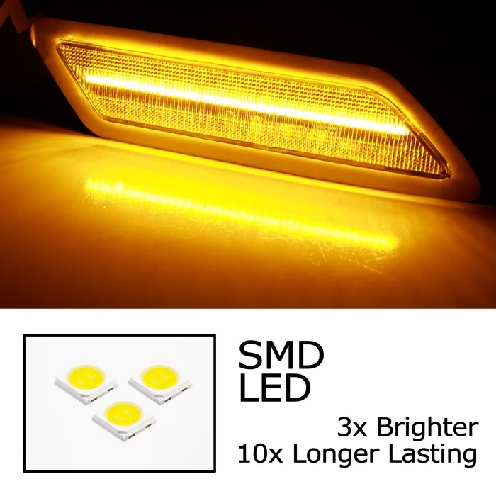 Clear Lens Amber LED Bumper Reflex Replace Side Markers For BMW 12-15 Pre-LCI 3s