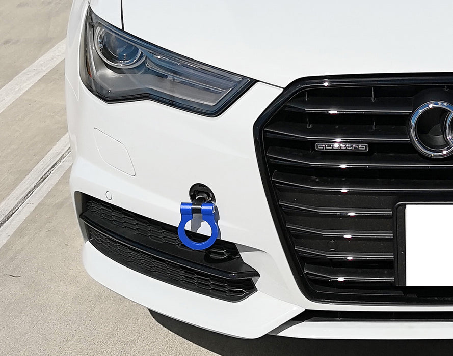 Euro Blue Racing Style Tow Hook Ring For Audi 2019-up A6 S6 A7 S7 RS7 VW Arteon