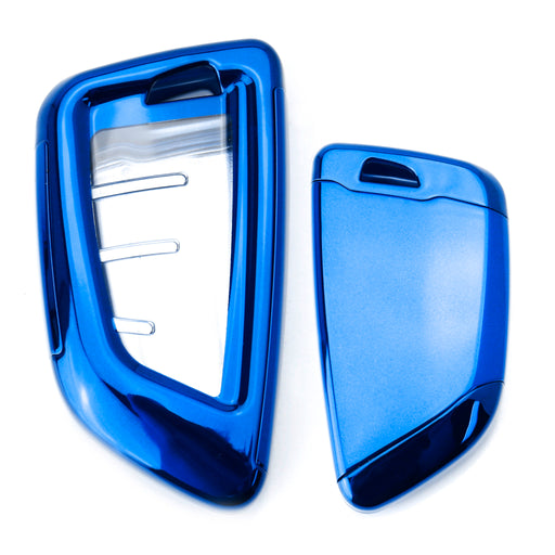 Blue TPU Key Fob Cover w/ Button Cover Panel For BMW X1 X4 X5 X6 X7 5 7 Series