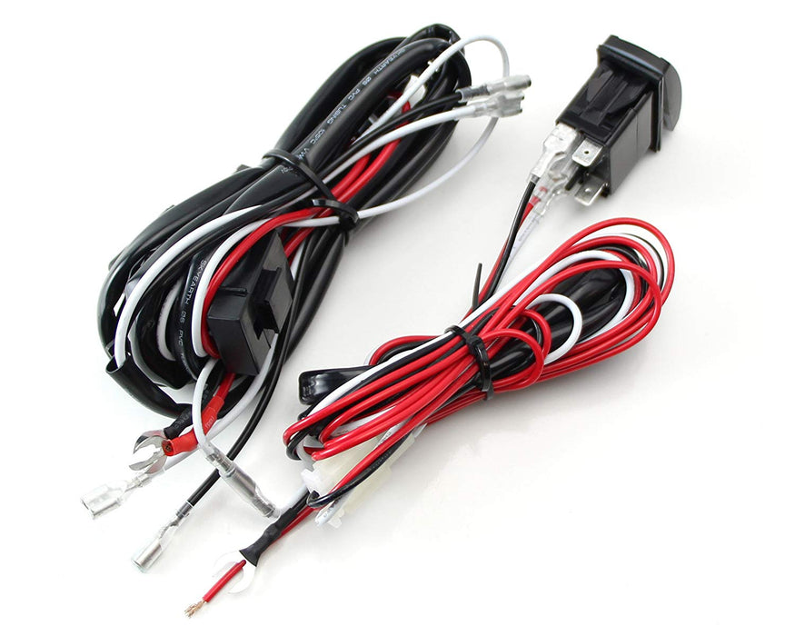 2-Output Relay Wiring Harness w/ LED Spot Lights LED Light Switch For Fog Lamp