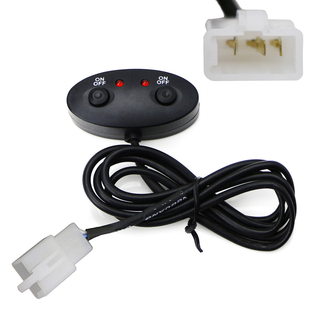 12V Push Button Dual Switch W/ LED Indicator Lights and 3-Prong Adapter ...
