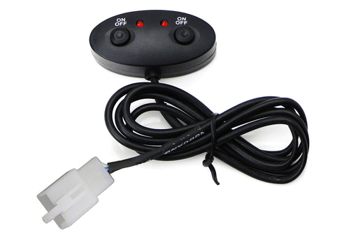 12V Push Button Dual Switch W/ LED Indicator Lights and 3-Prong Adapter/Pigtails