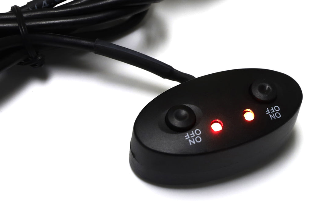 12V Push Button Dual Switch W/ LED Indicator Lights and 3-Prong Adapter ...
