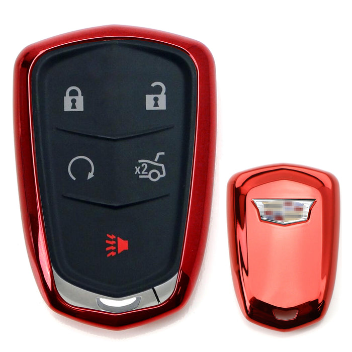 Chrome Red TPU Key Fob Case compatible with Cadillac Escalade