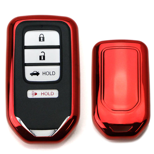 Chrome Red TPU Key Fob Case For Honda Accord Civic Pilot CRV HRV Odyssey, etc
