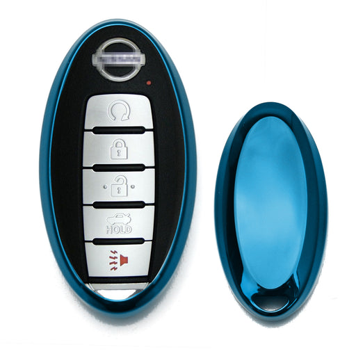 Chrome Blue TPU Key Fob Case For Nissan Infiniti 3 4 5 Button Keyless Smart Key