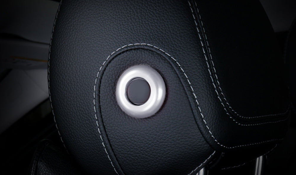 Premium Satin Silver Headrest Button Trims For Mercedes W205 C-Class GLC-Class