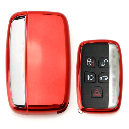 Exact Fit Chrome Red TPU Key Fob Case For 2010-16 Land Rover Keyless Smart Key
