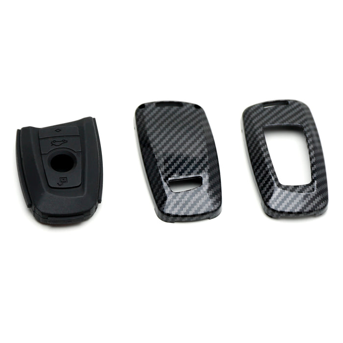 Carbon Fiber Smart Key Fob Shell w/ Skin For BMW 1 2 3 4 5 6 7 Series X1 X3 X4