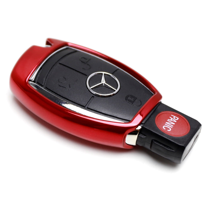 Chrome Red TPU Key Fob Case For Mercedes C E S M CLA CLK CLS SLK GLK GLA GL etc.