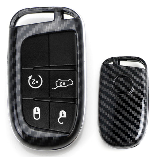 Black"Carbon Fiber" Key Fob For Dodge Charger Challenger Dart, Jeep Chrysler etc