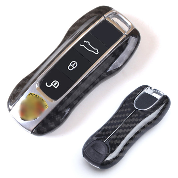 glossy carbon fiber key fob side cover compatible with Porsche Panamera