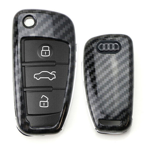 "Carbon Fiber" Key Fob Shell For Audi A3 S3 A4 S4 A6 Q5 Q7 TT R8 Flip Blade Key