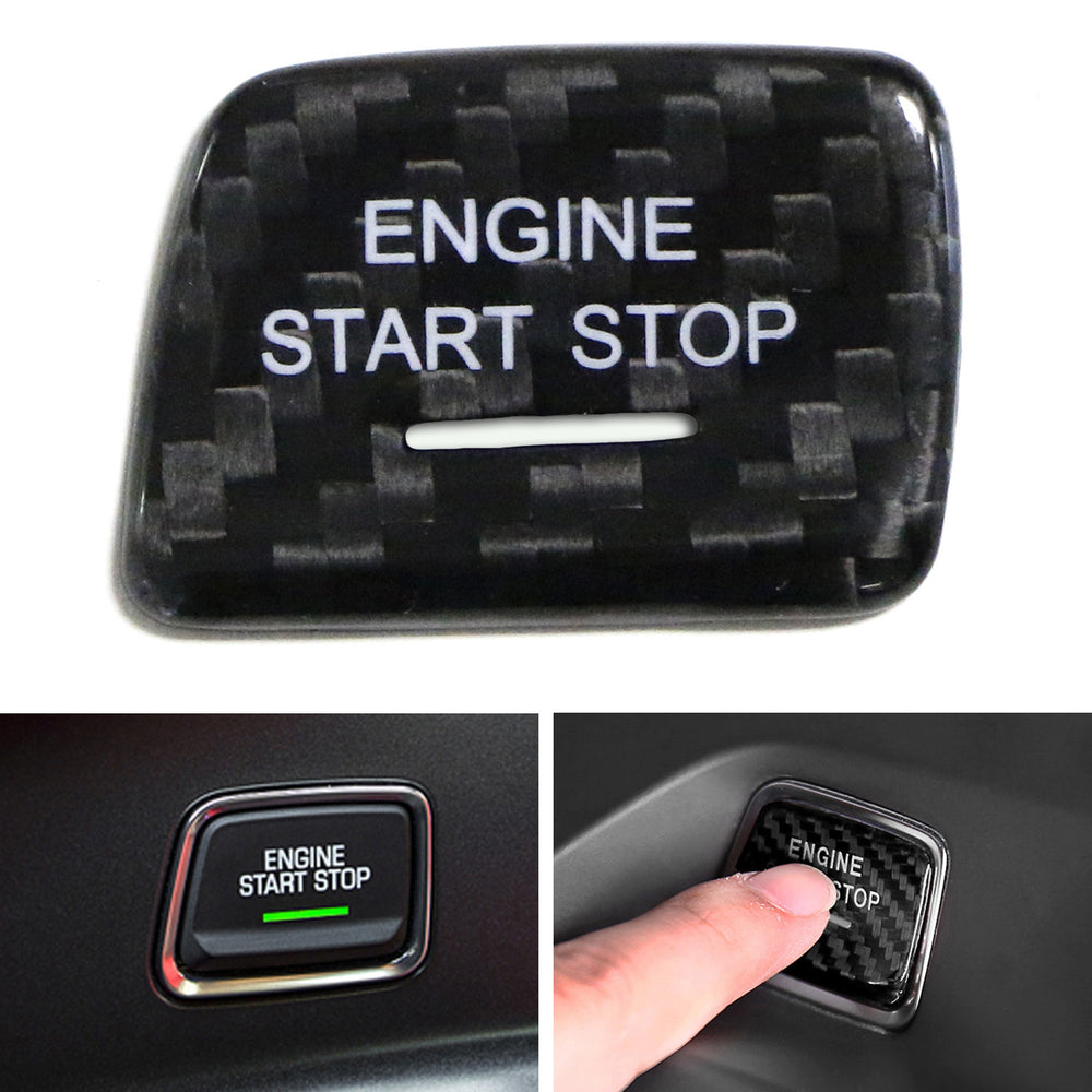 Black Real Carbon Fiber Engine Push Start Button Cover For 14-19 Chevy C7 Corvet