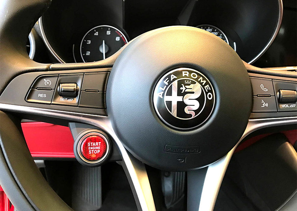 Red Carbon Fiber Keyless Engine Push Start Button Cover For Alfa Romeo Giulia...