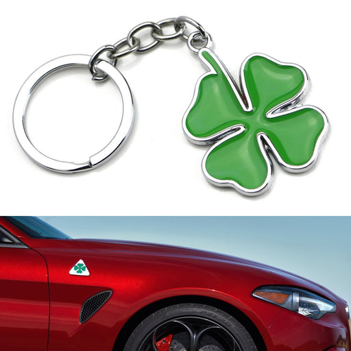 (1) Chrome Finish The Lucky Four Leaf Clover Cloverleaf Key Chain Ring Keychain