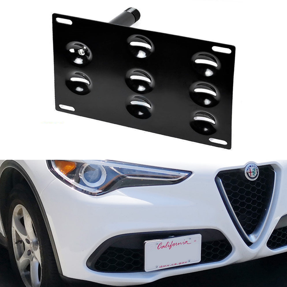 Front Bumper Tow Hook License Plate Mount Bracket For 2018up Alfa Rom