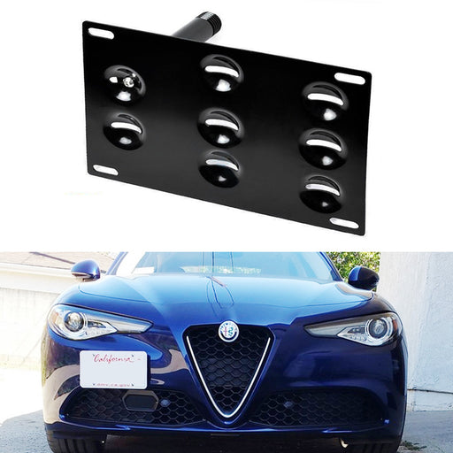 Front Bumper Tow Hook License Plate Mount Bracket For 2017-up Alfa Romeo Giulia