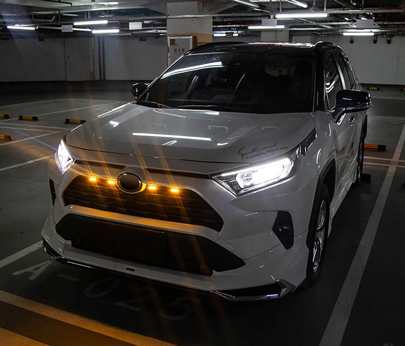4pc Smoked TRD Style Front Grille Amber LED Lighting Kit For Toyota 2019-up RAV4