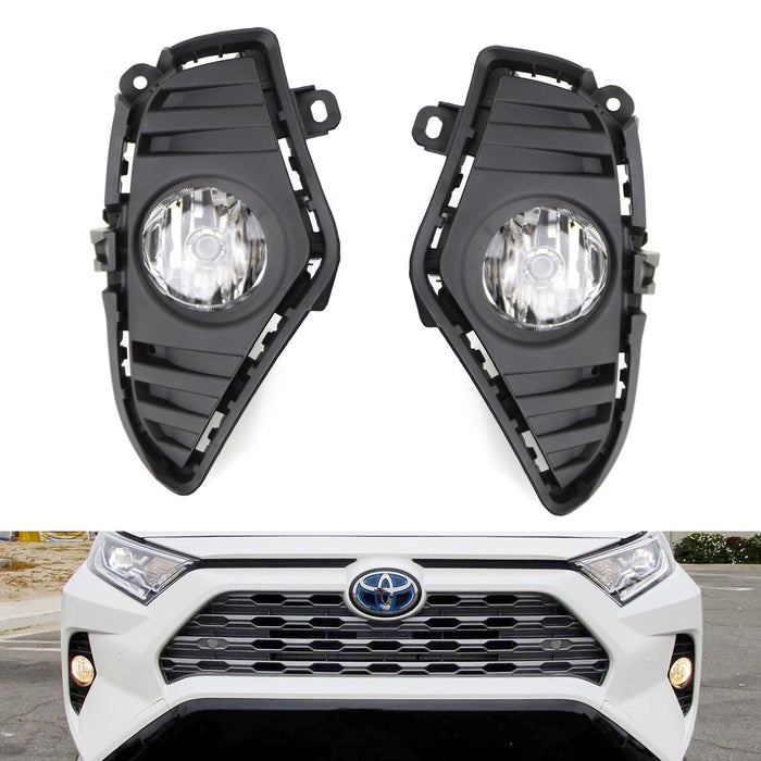 OE-Spec Complete Clear Lens Fog Lights Kit w/Halogen Bulbs For 19-up Toyota RAV4