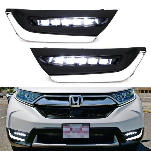 OEM-Spec LED Foglight Kit For 17-22 Honda CRV, Full LED Fog/Chrome Bezel/Wiring
