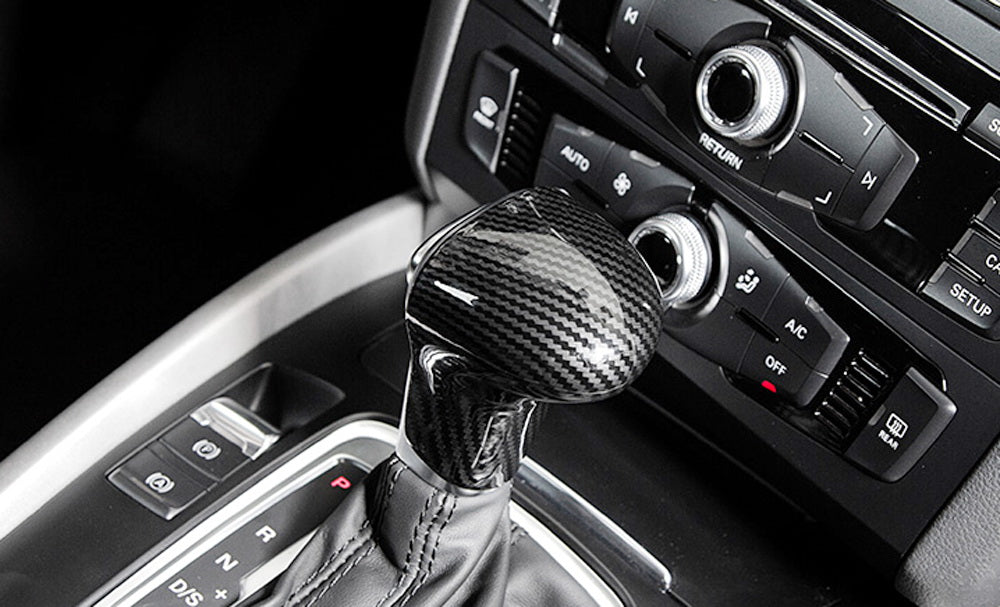 Audi Shift Pattern Carbon Fiber Pattern Shift Knob Cover Shell For Audi 13-16 A4 A5 Q7, 1 ...