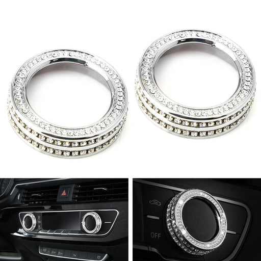 Crystal Bling AC Climate Control Knob Ring Covers For 17-up Audi A4 S4 A5 S5 RS5