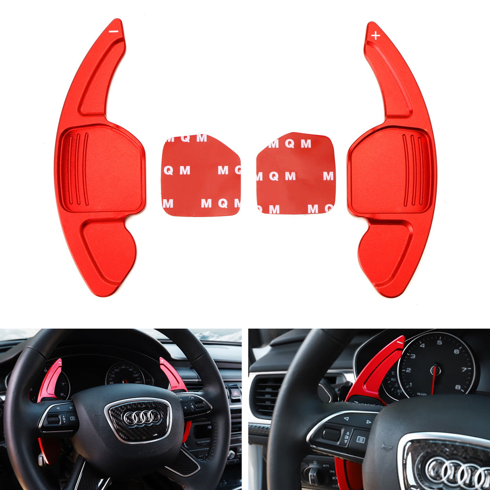 Red Steering Wheel Paddle Shifter Extensions For Audi A3 A4 A5 A6